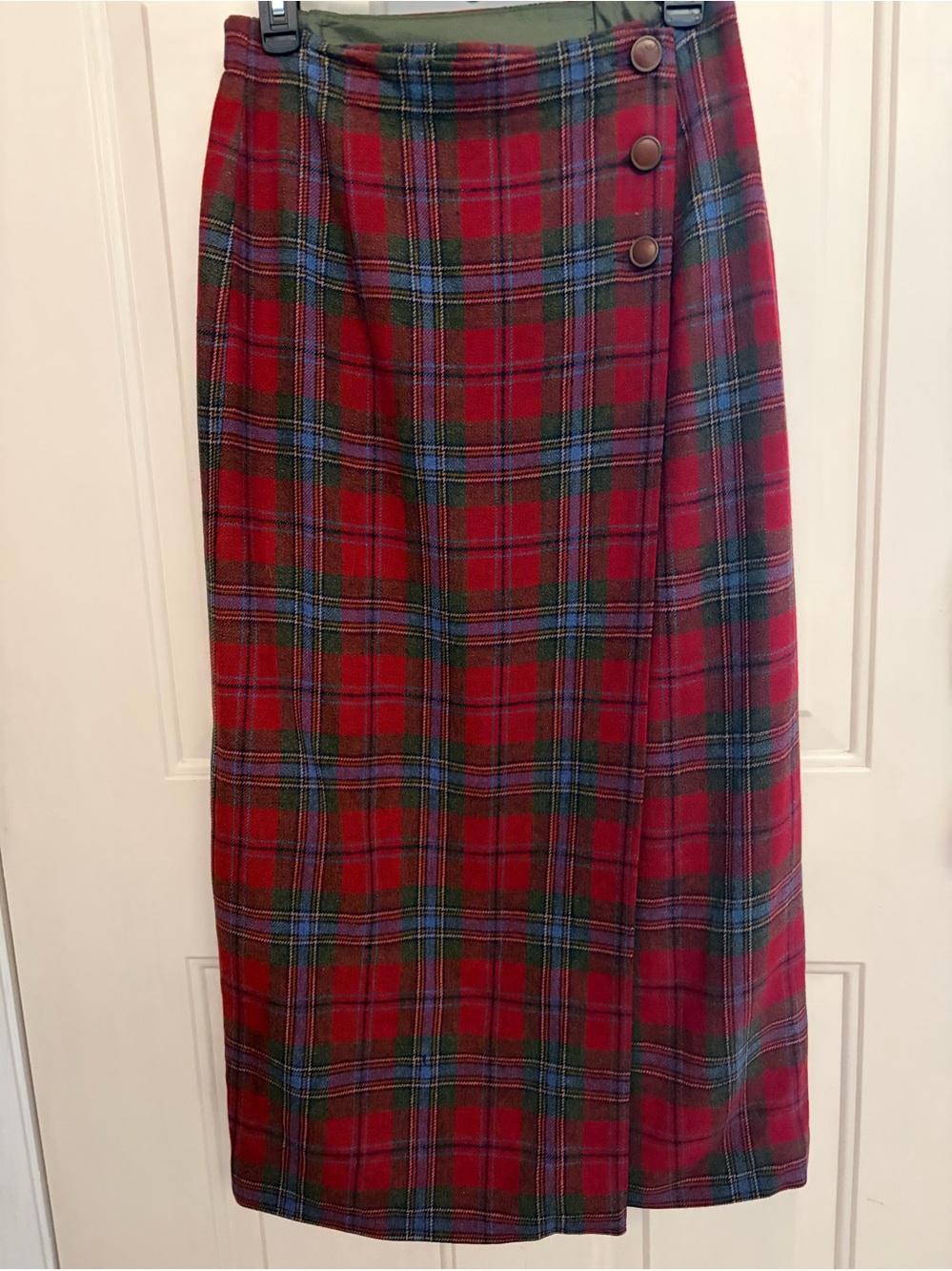 Vintage Pendleton Oregon Wool Plaid 3-Button Pencil Skirt Size 8 Dark Academia